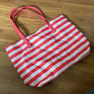QVC Pink and White Striped Tote